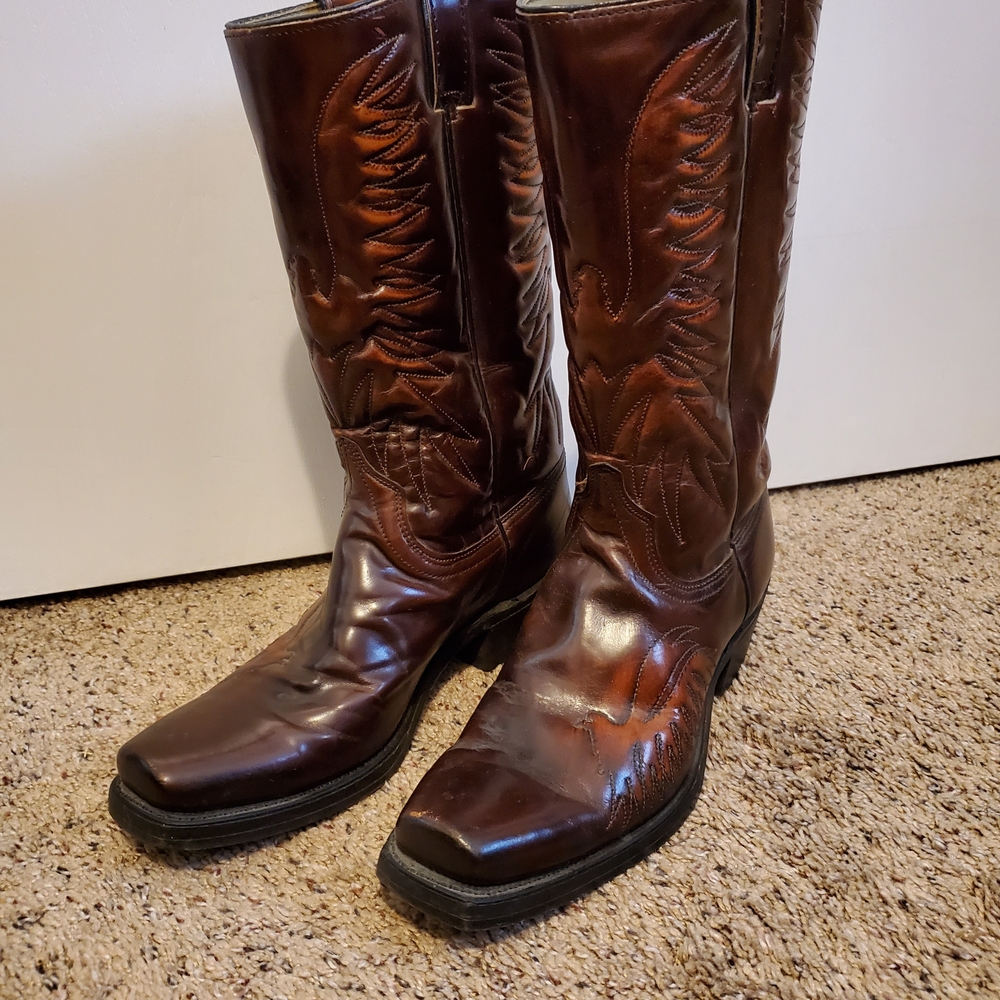 Vintage Wrangler Leather Eagle/Thunderbird Cowboy Boots